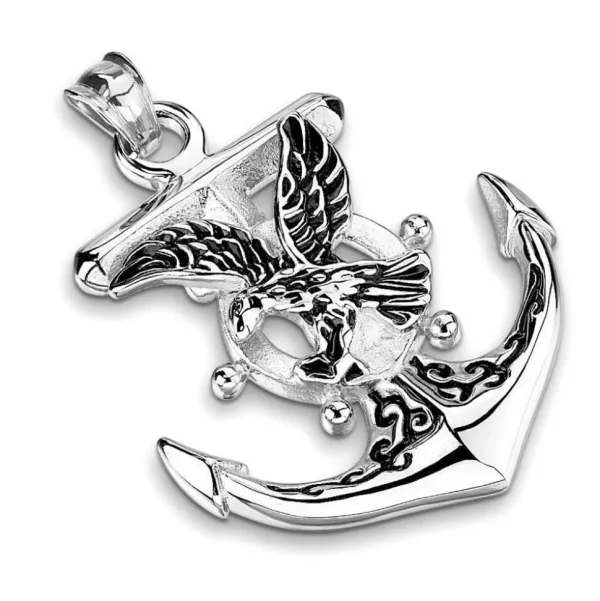 Anhänger Anker mit Adler Silber aus Edelstahl Unisex