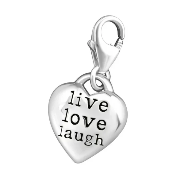 Anhänger Charm Herz "live love laugh" aus 925 Silber Unisex