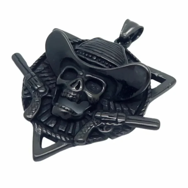 Anhänger Cowboy Skull Schwarz aus Edelstahl Unisex