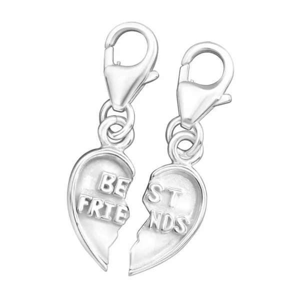 Anhänger Herzanhänger zweiteilig Best Friends aus 925 Silber Unisex