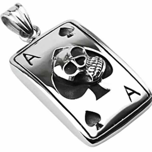 Anhänger Totenkopf Ass Silber aus Edelstahl Unisex