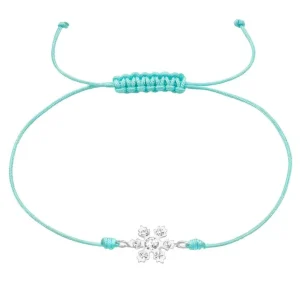 Armband eisblau mit Kristall-Schneeflocke aus 925 Silber Größenverstellbar