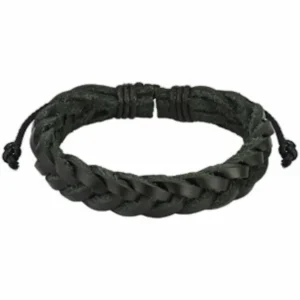 Armband geflochten schwarz aus Leder Unisex