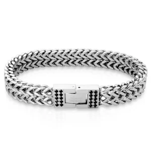 Armband mit Platte & Kristallen Silber aus Edelstahl Unisex