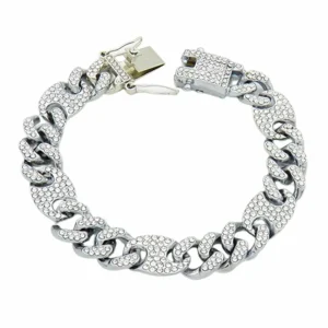 Armband Panzerkette mit Strass silber aus Edelstahl Damen