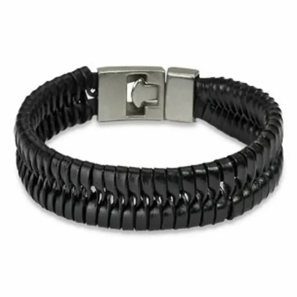 Armband T-Verschluss schwarz aus Edelstahl Unisex