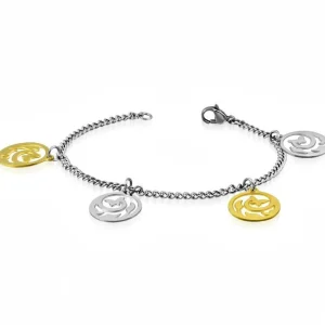 Bettelarmband Blumencharm Silber aus Edelstahl Damen