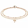 Bettelarmband doppelt mit Kreuz Charm Rosegold aus Edelstahl Damen