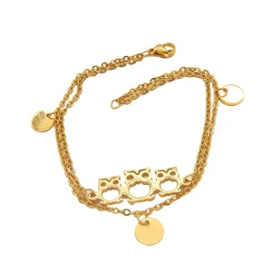 Bettelarmband Eulen gold aus Edelstahl Damen