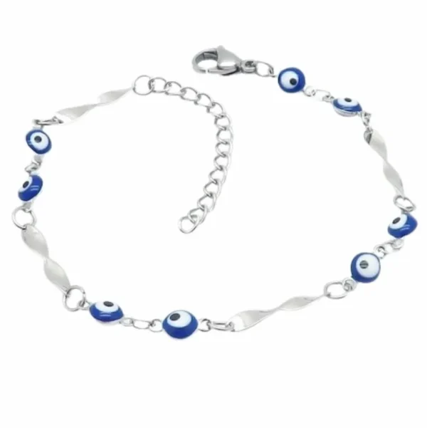 Bettelarmband Evil Eye Silber aus Edelstahl Damen