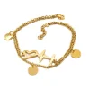 Bettelarmband Herzen und Heartbeat gold aus Edelstahl Damen