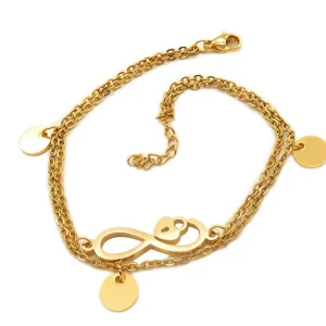 Bettelarmband Infinity und Herzschloss gold aus Edelstahl Damen