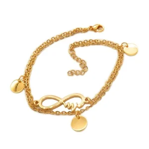 Bettelarmband Infinity und Heartbeat gold aus Edelstahl Damen