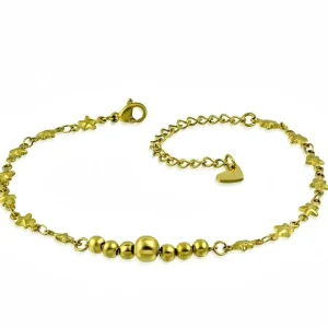 Bettelarmband Kugeln, Sterne & Herzen Gold aus Edelstahl Damen