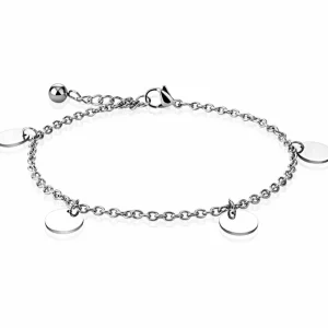 Bettelarmband mit runden Plättchen Silber aus Edelstahl Damen