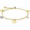 Bettelarmband Mond & Kristall Gold aus Edelstahl Damen