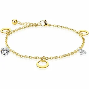 Bettelarmband Mond & Kristall Gold aus Edelstahl Damen