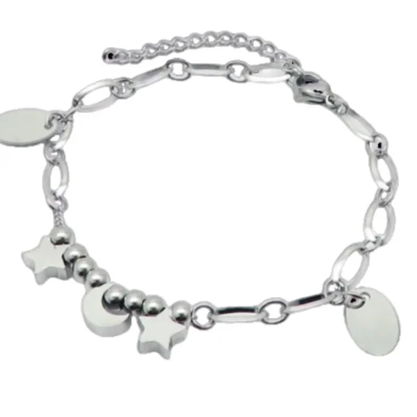 Bettelarmband Mond & Sterne Silber aus Edelstahl Damen