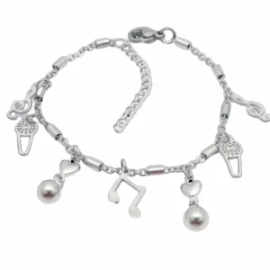 Bettelarmband Musiknote Silber aus Edelstahl Damen