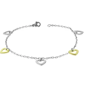 Bettelarmband offene Herzen Silber aus Edelstahl Damen