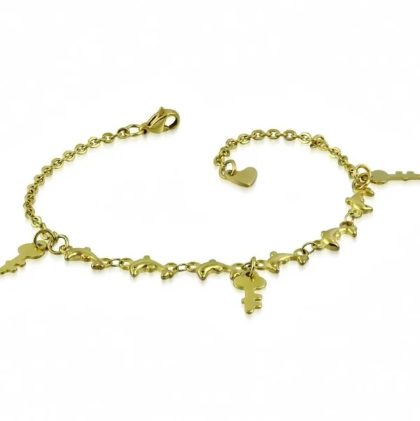 Bettelarmband Schlüssel Gold aus Edelstahl Damen