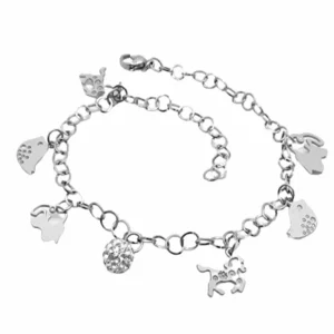 Bettelarmband Tiere & Feridokugel Silber aus Edelstahl Damen