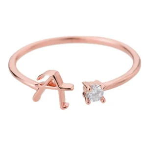 Buchstaben Ring Roségold aus Metall Unisex - Auswahl von A-Z