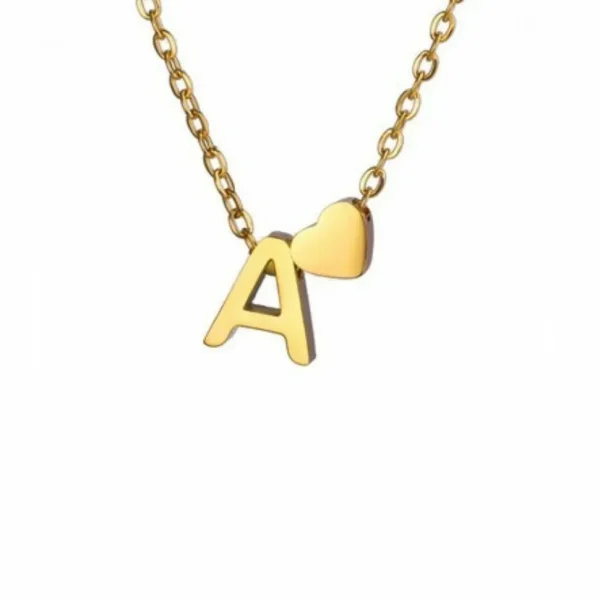 Buchstaben-Kette A-Z mit Herz gold aus Edelstahl Damen