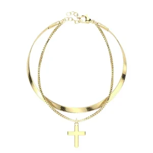 Doppelarmband Kreuz Gold aus Edelstahl Damen