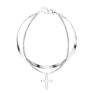 Doppelarmband Kreuz Silber aus Edelstahl Damen