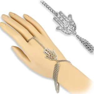 Handkette Hamsa Charm Silber aus Messing Damen