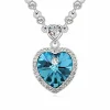 Kette Blue Heart Kristall Silber aus Messing Damen