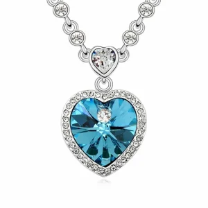 Kette Blue Heart Kristall Silber aus Messing Damen