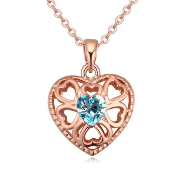 Kette Blue Heart Rosegold aus Messing Damen