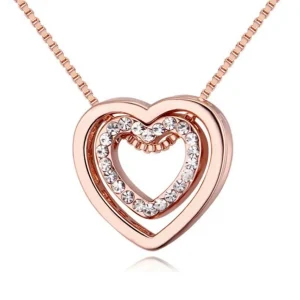 Kette Herz in Herz Rosegold aus Messing Damen