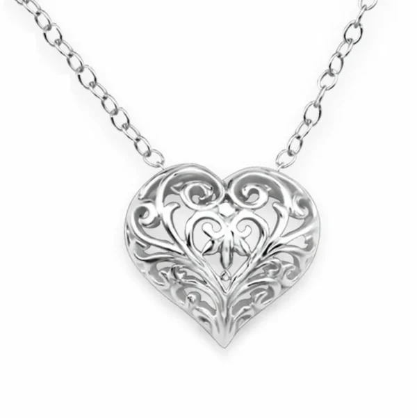 Kette Herz Ornamente aus 925 Silber Damen