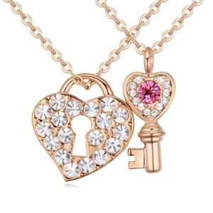 Kette Key to your Heart Rosegold aus Messing Damen