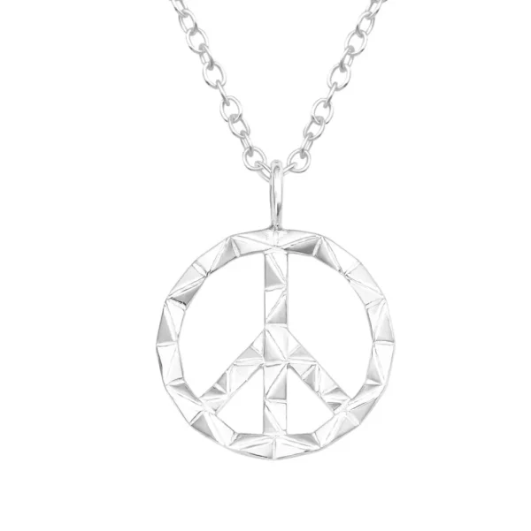 Kette mit Anhänger Peace Zeichen geometrisch aus 925 Silber Unisex