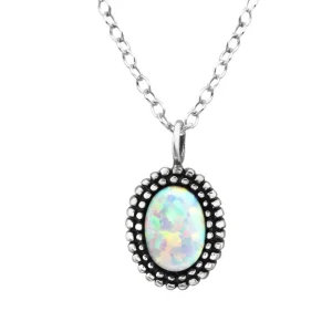 Kette Opal oval aus 925 Silber Damen