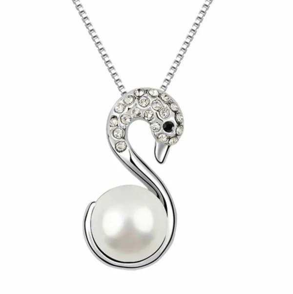 Kette Perlen Swan Silber aus Messing Damen