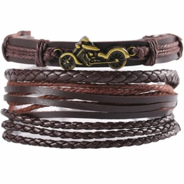 Lederarmband breit braun/schwarz Unisex - 8 Designs