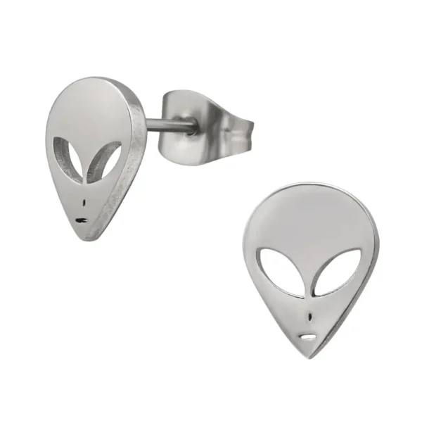 Ohrstecker Alien Silber aus Edelstahl Unisex