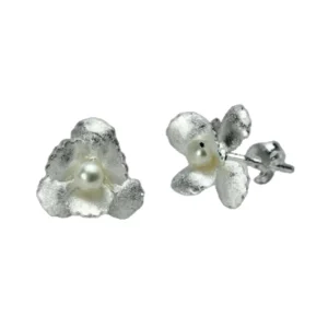 Ohrstecker Blüte mit Perle aus 925 Silber Damen