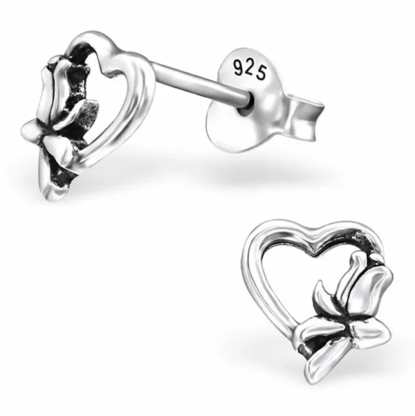 Ohrstecker Blume & Herz aus 925 Silber Damen