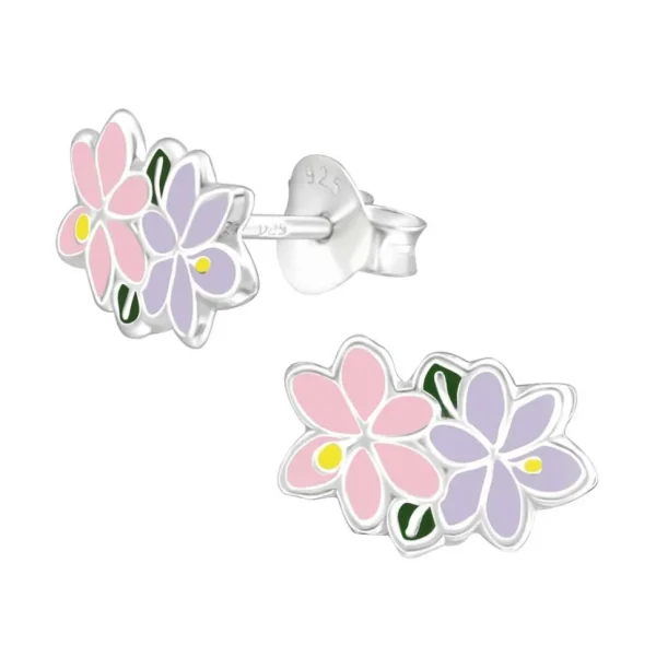 Ohrstecker Blumen pink aus .925 Silber Kinder