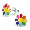 Ohrstecker bunte Blume aus 925 Silber Kinder