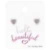 Ohrstecker buntes Kristall Herz "hello beautiful" aus 925 Silber Damen