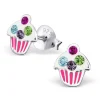 Ohrstecker Cupcake Bunt aus 925 Silber Kinder