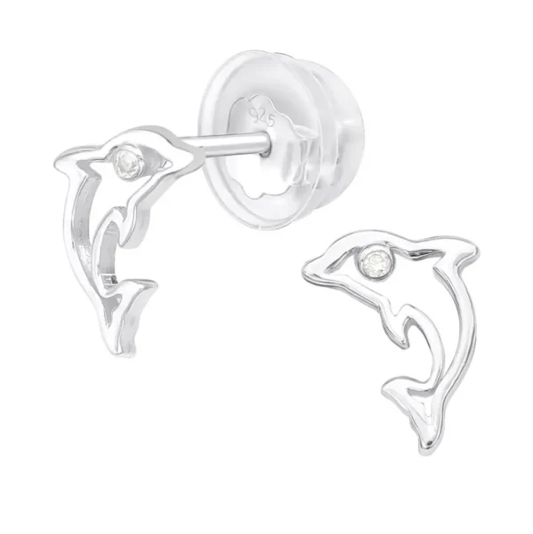 Ohrstecker Delfin mit Zirkonia aus .925 Silber Damen