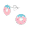 Ohrstecker Donut bunt aus .925 Sterling Silber Kinder